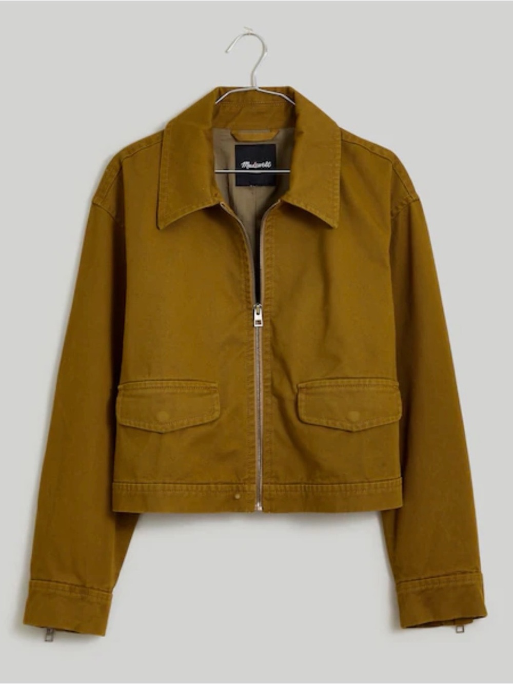Madewell Cropped Zip Utilitarian Jacket in Olive - M